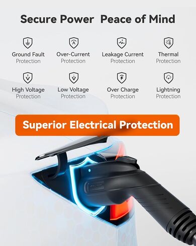 شاحن WOLFBOX المستوى 2 EV 50 أمبير - شاشة ذكية، بطاقة RFID، كابل 25 قدم، خارجي/داخلي، شاحن EV سلكي المستوى 2، شاحن سيارة كهربائي مزود بتقنية WiFi، محطات شحن المركبات الكهربائية 240 فولت in Saudi Arabia