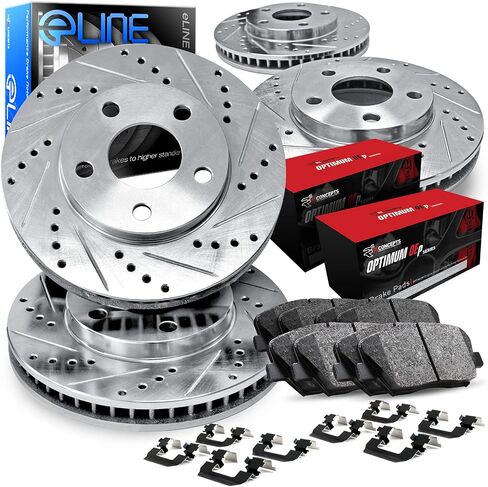 R1 Concepts Front Rear Brakes and Rotors Kit |Front Rear Brake Pads| Brake Rotors and Pads| Ceramic Brake Pads and Rotors |Hardware Kit|fits 2018-2021 Kia Stinger, 2019-2021 Genesis G70 in Saudi Arabia