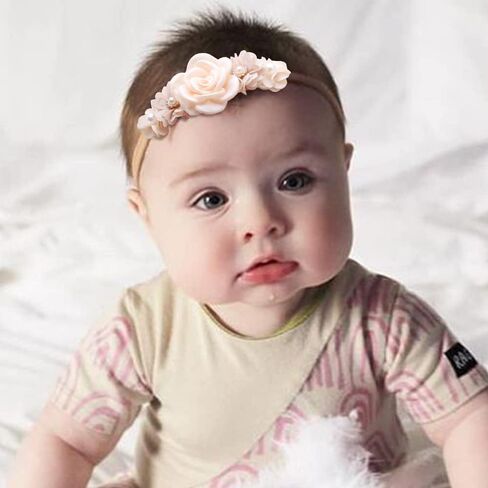 Baby Girl Elastic-Nylon-Flower-Headbands, Soft Floral Hairband for Toddler Newborn Infant Hair Accessories 3PCS in Saudi Arabia