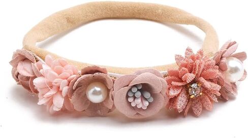 Baby Girl Elastic-Nylon-Flower-Headbands, Soft Floral Hairband for Toddler Newborn Infant Hair Accessories 3PCS in Saudi Arabia
