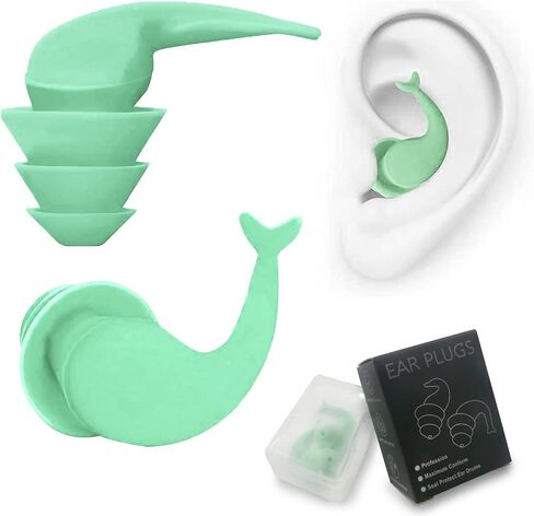 Ear Plugs for Noise Reduction, Ear Plugs for Sleeping Noise Cancelling, Washable Hearing Protection for Work, Travel, Concert, Swimming, Sleep Snoring, Best White Elephant Gifts-Green in Saudi Arabia