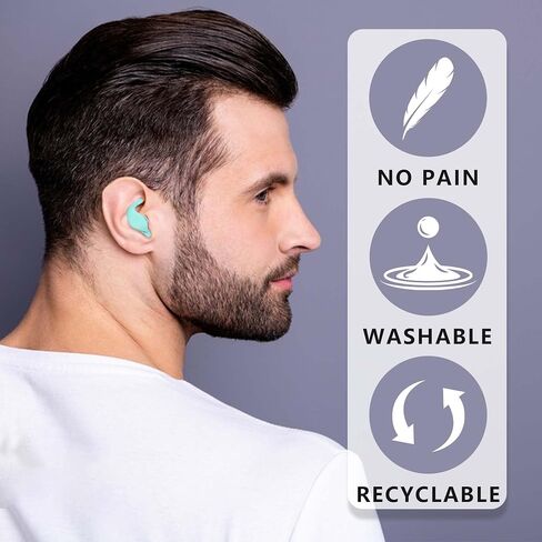 Ear Plugs for Noise Reduction, Ear Plugs for Sleeping Noise Cancelling, Washable Hearing Protection for Work, Travel, Concert, Swimming, Sleep Snoring, Best White Elephant Gifts-Green in Saudi Arabia