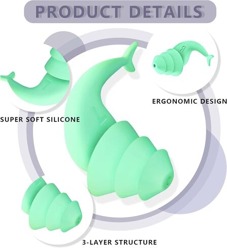 Ear Plugs for Noise Reduction, Ear Plugs for Sleeping Noise Cancelling, Washable Hearing Protection for Work, Travel, Concert, Swimming, Sleep Snoring, Best White Elephant Gifts-Green in Saudi Arabia