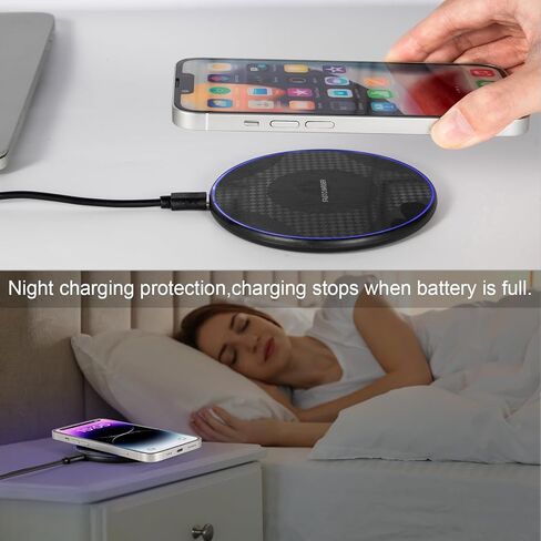 15W Fast Wireless Charger Pad,Wireless Phone Charging Station Compatible with iPhone 14/15/13/12/11/SE/X/AirPods,Fast Charge for Samsung Galaxy S23/S22/S21/S20/Note 20/Buds/Buds +,Pixel,LG G8/7 in Saudi Arabia
