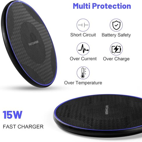 15W Fast Wireless Charger Pad,Wireless Phone Charging Station Compatible with iPhone 14/15/13/12/11/SE/X/AirPods,Fast Charge for Samsung Galaxy S23/S22/S21/S20/Note 20/Buds/Buds +,Pixel,LG G8/7 in Saudi Arabia