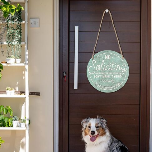 Wooden Sign for Front Door - No Soliciting, Don't Knock or Ring doorbell - 10" House Welcome Sign, Black Round Wood Hanging Sign for House Decor Home Decor, Gifts & Accessories - A01 in Saudi Arabia