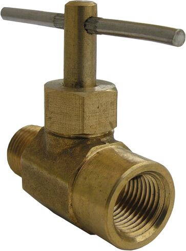 LASCO 17-1901 خيط أنبوب أنثى 1/8 بوصة بواسطة خيط أنبوب ذكر 1/8 بوصة صمام إبرة نحاسي مستقيم، ذهبي in Kuwait