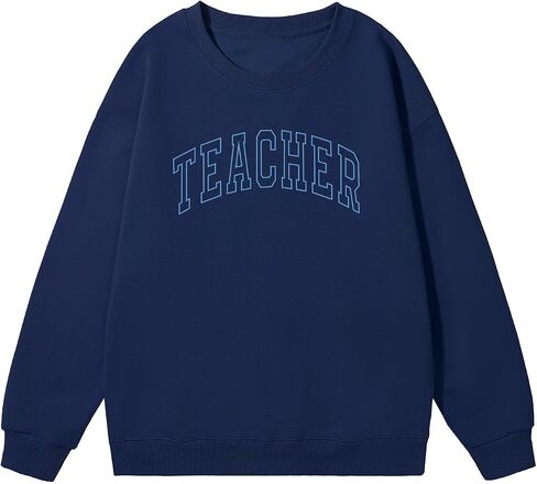 Teacher Sweatshirts for Women Cute Teacher Life Graphic Shirt Inspirational Long Sleeve Crewneck Loose Pullover Tops in Kuwait