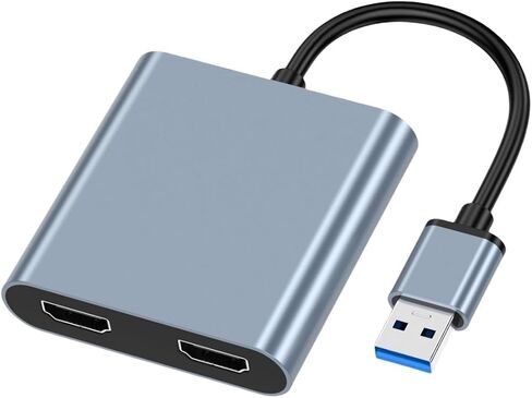 محول JLX USB 3.0 إلى Dual Hdmi لشاشتين 1080p، بطاقة رسومات خارجية USB 3.0 مع شحن PD لنقل البيانات USB3.0، متوافق مع Windows 7/8/10/11، Mac OS (USB3.0 إلى Dual HDMI) in Kuwait