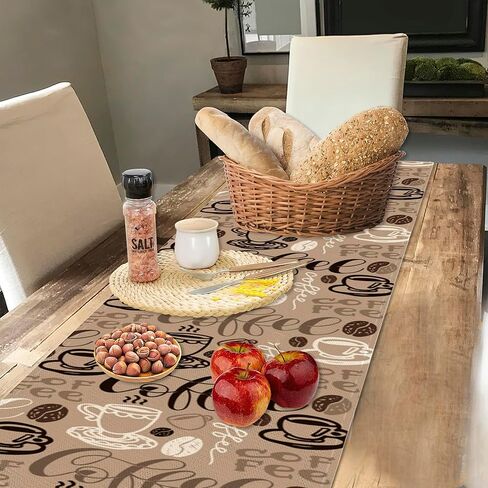 ليوبارد التمويه أوراق النخيل البني الجدول العداءين 70 بوصة طويلة الجدول عداء أنيقة الكتان مضمد وشاح مزرعة Tablerunner لحفل الزفاف / القهوة / طاولة الطعام / ديكور المنزل الطرف in Kuwait