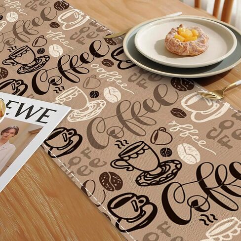 ليوبارد التمويه أوراق النخيل البني الجدول العداءين 70 بوصة طويلة الجدول عداء أنيقة الكتان مضمد وشاح مزرعة Tablerunner لحفل الزفاف / القهوة / طاولة الطعام / ديكور المنزل الطرف in Kuwait