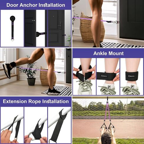 Portable Pilates Bar and Resistance Band Set with Handles. Multifunctional Family Gym with Door Anchor, Ankle Strap and Extended Rope - with Fitness Poster and Exercise Video in Saudi Arabia