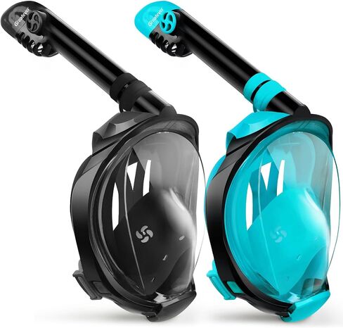 Greatever G2 Snorkeling gear for adults 2PCS, Full Face Snorkel Mask with Dry Top Snorkel, Anti-Leak & Anti-Fog Snorkel Mask Adult， Foldable Snorkeling Mask with Camera Mount mesh bag in Saudi Arabia