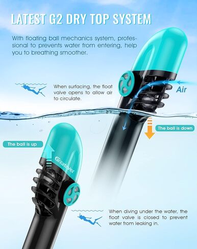 Greatever G2 Snorkeling gear for adults 2PCS, Full Face Snorkel Mask with Dry Top Snorkel, Anti-Leak & Anti-Fog Snorkel Mask Adult， Foldable Snorkeling Mask with Camera Mount mesh bag in Saudi Arabia