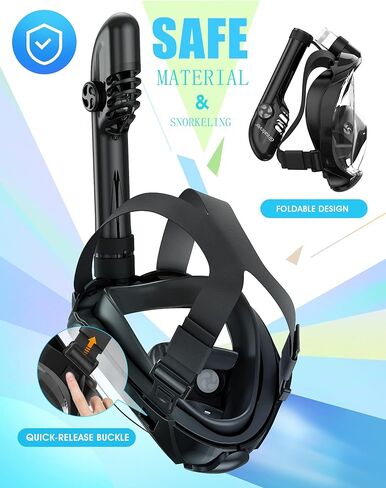 Greatever G2 Snorkeling gear for adults 2PCS, Full Face Snorkel Mask with Dry Top Snorkel, Anti-Leak & Anti-Fog Snorkel Mask Adult， Foldable Snorkeling Mask with Camera Mount mesh bag in Saudi Arabia