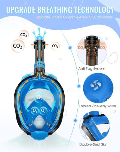 Greatever G2 Snorkeling gear for adults 2PCS, Full Face Snorkel Mask with Dry Top Snorkel, Anti-Leak & Anti-Fog Snorkel Mask Adult， Foldable Snorkeling Mask with Camera Mount mesh bag in Saudi Arabia