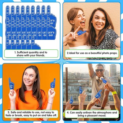 Aster 24 Pcs Mini Foam Fingers, Sport Fan Foam Finger, We're #1 Fan Foam Finger, Sports Themed Birthday Party Supplies Foam Hand Fingers Cheerleader Gifts for Sports Events(8 Colors) in Kuwait