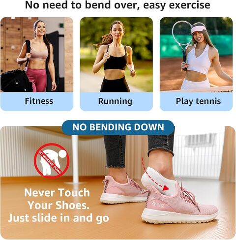 حذاء STQ سهل الارتداء بدون استخدام اليدين للنساء حذاء رياضي للمشي والحمل حذاء للحمل باللون الأبيض والأرجواني 9 in Kuwait