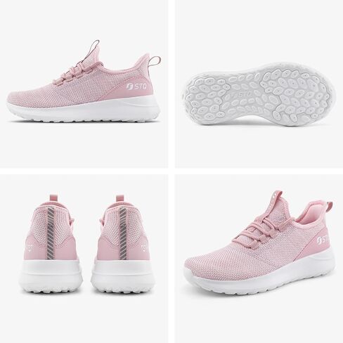 حذاء STQ سهل الارتداء بدون استخدام اليدين للنساء حذاء رياضي للمشي والحمل حذاء للحمل باللون الأبيض والأرجواني 9 in Kuwait