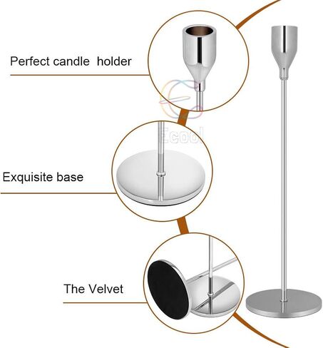 Silver Taper Candle Holders Set of 3,Wedding & Dinning Table Decorative Candlestick Holder,Metal Candelabra,Fits 3/4 inch Thick Candle & Led Candles in Saudi Arabia