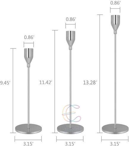 Silver Taper Candle Holders Set of 3,Wedding & Dinning Table Decorative Candlestick Holder,Metal Candelabra,Fits 3/4 inch Thick Candle & Led Candles in Saudi Arabia