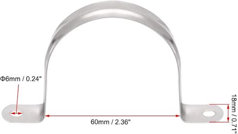 uxcell 67mm(2.6") Rigid Pipe Strap, 2 Hole Tube Straps 201 Stainless Steel Tension Tube Clip Clamp 8pcs in Kuwait