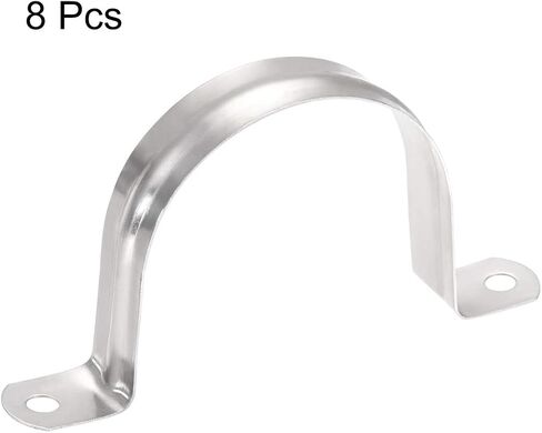 uxcell 67mm(2.6") Rigid Pipe Strap, 2 Hole Tube Straps 201 Stainless Steel Tension Tube Clip Clamp 8pcs in Kuwait