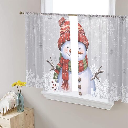 عيد الميلاد ثلج الأزرق الداكن الستائر شير 84 بوصة طويلة 2 لوحات، ثلج مع غطاء أزرق ندفة الثلج قضيب جيب نافذة العلاجات الستائر مجرد ستائر خلفية لفصل الشتاء عيد الميلاد السنة الجديدة، 52 "x84" in Kuwait