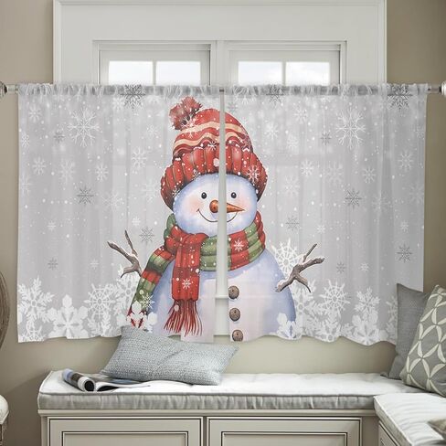 عيد الميلاد ثلج الأزرق الداكن الستائر شير 84 بوصة طويلة 2 لوحات، ثلج مع غطاء أزرق ندفة الثلج قضيب جيب نافذة العلاجات الستائر مجرد ستائر خلفية لفصل الشتاء عيد الميلاد السنة الجديدة، 52 "x84" in Kuwait