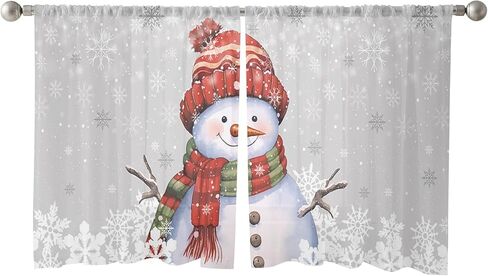 عيد الميلاد ثلج الأزرق الداكن الستائر شير 84 بوصة طويلة 2 لوحات، ثلج مع غطاء أزرق ندفة الثلج قضيب جيب نافذة العلاجات الستائر مجرد ستائر خلفية لفصل الشتاء عيد الميلاد السنة الجديدة، 52 "x84" in Kuwait