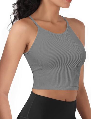 قميص بدون أكمام مضلع للنساء 2024، قمصان بدون خياطة للتمرين بظهر متسابق، قمصان قصيرة رياضية، قمصان قصيرة لرياضات اليوغا in Kuwait