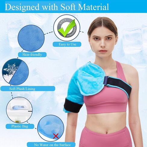 DR. MUSCLE'S Shoulder Ice Pack Rotator Cuff Cold Therapy, Hot & Cold Compress for Shoulder Pain Relief, Surgery Recovery, Tendinitis, Swelling, Reusable Gel Ice Pack Wrap for Shoulder Injuries in Saudi Arabia