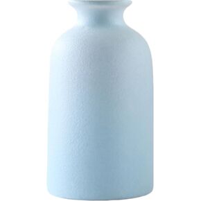LSBTAUCP-Small Size Light Blue Ceramic Vase for Home Decoration Bohemian Vase for Dried Flowers + House Plants Wedding, Home, Centerpieces, Modern, Minimalist
