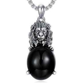 Natural Black Onyx Dragon Necklace for Men 925 Sterling Silver Dragon Pendant with Genuine Black Onyx Dragon Jewelry Gifts