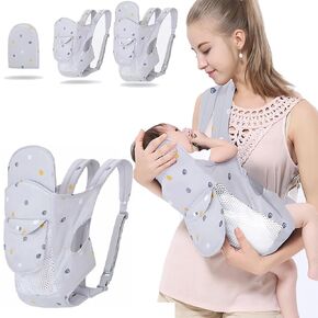 Baby Carrier Newborn to Toddler, 4-in-1 Baby Soft Baby Wrap Carrier for Newborn,Lightweight Baby Sling Carrier,Carrier Toddler Carrier Baby Wraps Carrier for Newborns and Older Babies（Grey）