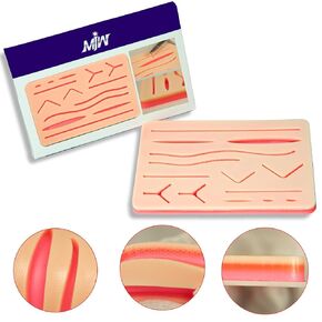 Suture Practice Pad 3 Layer 14 Wound 5x7" with Silicon Thread,Durable Silicon Skin Suture Pad to be Used by Students for Training and Practice of Medical, Veterinarian Students and Nurses