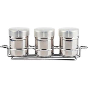 Tablecraft 6 oz Coffee Shaker 3-Piece Set| Perfect for Sugar, Cocoa, Cinnamon | Home, Café, Foodservice & Coffee Bar | Durable Stainless Steel Shakers for Spices & Seasonings
