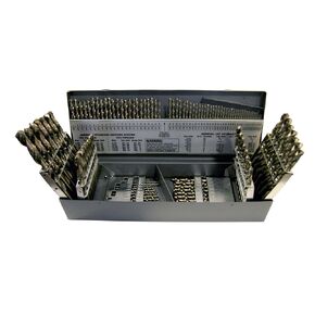 Cle-line C21129 135 Degree Heavy-Duty Cobalt Jobber Length Drill Set in Metal Case, 115 Pieces