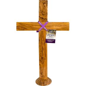Holy Land 20" Genuine Olive Wood Standing Cross, For Table Top