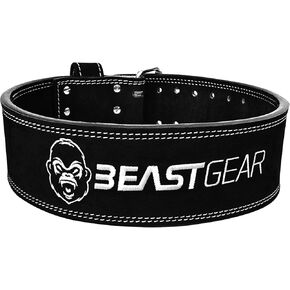 Beast Gear Weight Lifting Belt for Women & Men - Leather PowerBelt with Back and Core Support for Weightlifting, Strength Training, Squat and Deadlift Routines