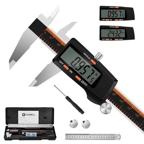 Digital Caliper HARDELL, 0-8 Inch Measuring Tool Large LCD Screen,Stainless Steel,Auto-Off,Inch/Fractions/Millimeter Waterproof Digital Caliper Measuring Tool for DIY/Household/3D Printing