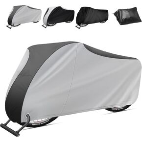 Bike Cover Outdoor Waterproof Bicycle Cover with Anti-Theft Lock Hole Carry Bag Rain Sun UV Dust Wind Snow Proof Mountain Bike Cover for Mountain Road Electric City Bike (XXL Black & Silver)