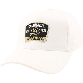 ZHATS Men's Standard NCAA Officially Licensed Fitted Hat ZH Patch Switchback White, Medium