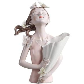 Flower Vase Modern Girl Figurine Plant Pot Flower Arrangement Dry Flower Stem Holder Living Room TV Cabinet Home Decoration Accessories Figurines - Pink 20x15x32cm