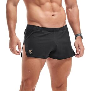 AMY COULEE Mens Split Side Lounge Shorts Cotton Sleep Bottoms Lightweight Casual Workout Shorts with Liner