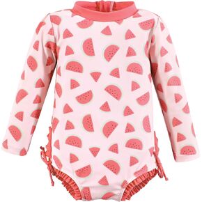 Hudson Baby Baby Girl's Rashguard Toddler Swimsuit, Watermelon, 12-18 Months