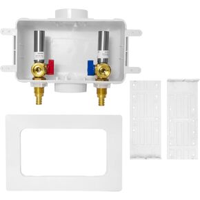 Washing Machine Outlet Box, Center Drain, 1/2 Inch Pex Crimp Inlet x 3/4 Inch MHT Outlet Connection, Laundry Washer Valve Outlet Box