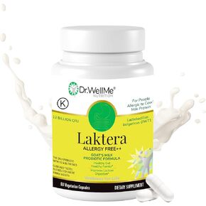 Dr.WellMe | Laktera Probiotic Digestive Aid | Truly Effective for Gut Health | 60 Capsules, 12 Billion CFU + Lactobacillus Bulgaricus | Kosher