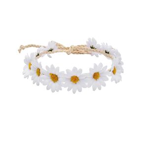 Floral Fall Boho Sunflower Crown Hippies Daisy Hair Wreath Bridal Headpiece Photo Props DY-01 (wreath white)