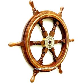 Nautical Captains Vintage Ship Wheel Wooden Steering Wheel 24" Rustic Vintage Home Decor Gifts